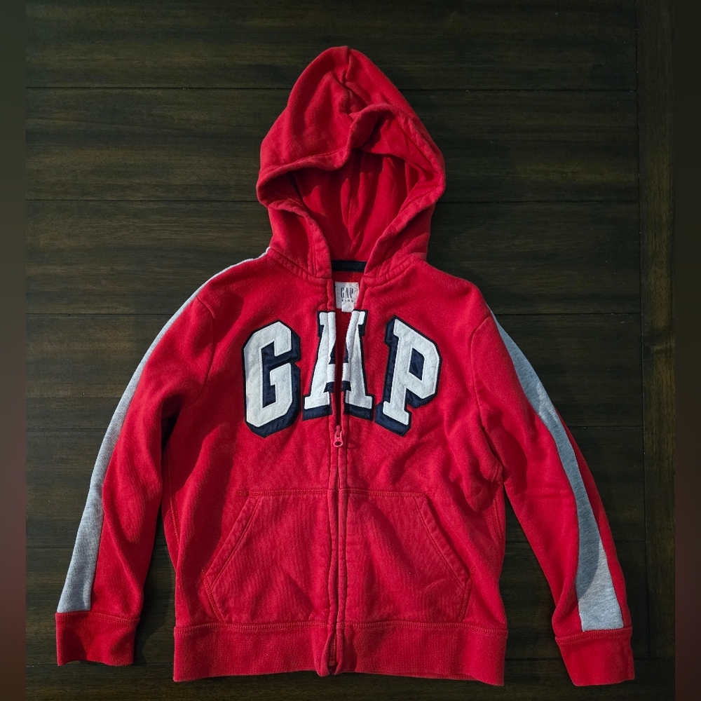 GAP Red and Gray Zip-Up Hoodie Sweatshirt